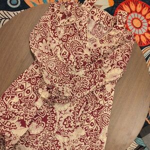 Umgee Burgundy and Cream Mini Dress